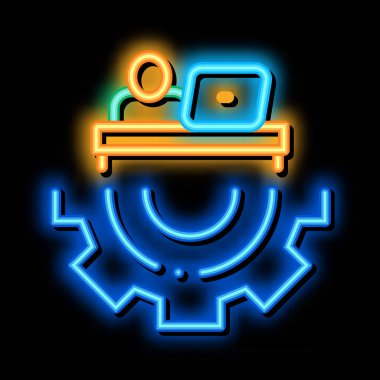 Geliştirici Gear neon parlaklık simgesi illüstrasyonu