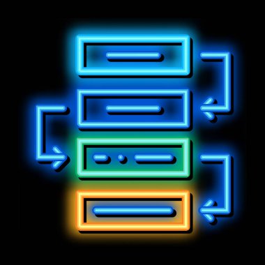 İşlem Planı neon parlaklık simgesi çizimi