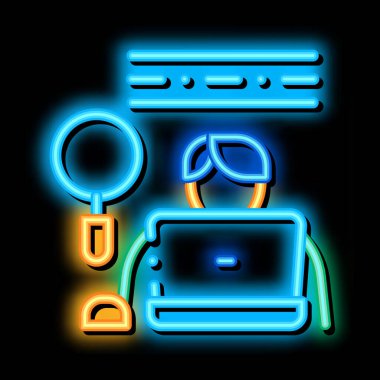İnsan Araştırması neon ışıklı ikon illüstrasyonu