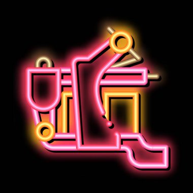 Dövme Makinesi neon ışıklı simge illüstrasyonu