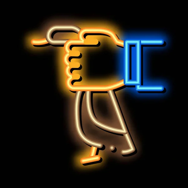 Hand Hold Duck neon glow icon illustration — Stock Vector