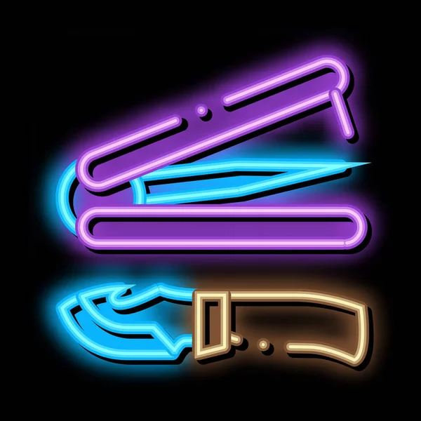 Couteau tout usage scintillant néon icône illustration — Image vectorielle
