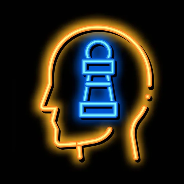 Figura de xadrez Ícone de brilho de néon de cabeça ilustração — Vetor de Stock