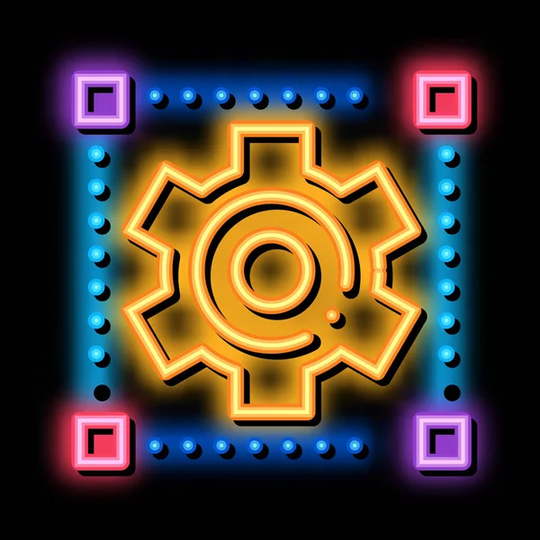 Mechaniczne biegów neon blask ikona ilustracja — Wektor stockowy