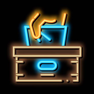 Peçete Kutusu El Neon Işıltı simgesi illüstrasyonu