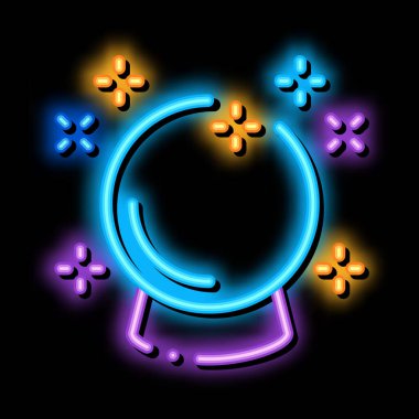 Büyücü Globe neon ışıklı ikon illüstrasyonu