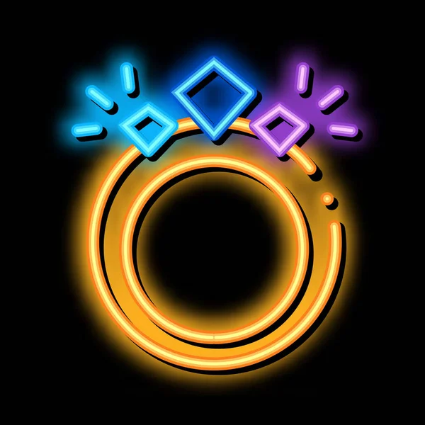 Ícone de brilho de néon de anel mágico ilustração —  Vetores de Stock