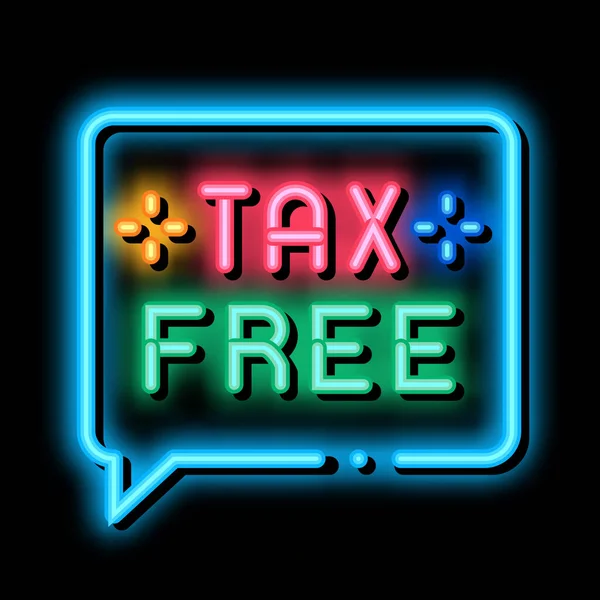 Неоновый светящийся значок Tax Free — стоковый вектор