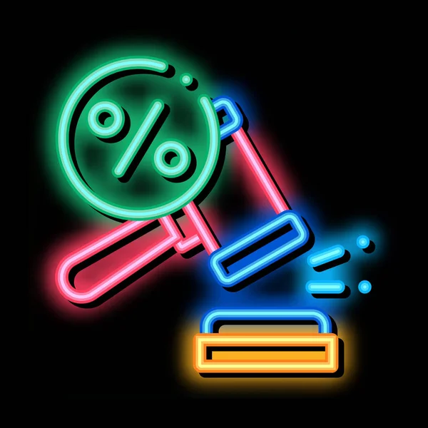 Court Hammer neon glöd ikon illustration — Stock vektor