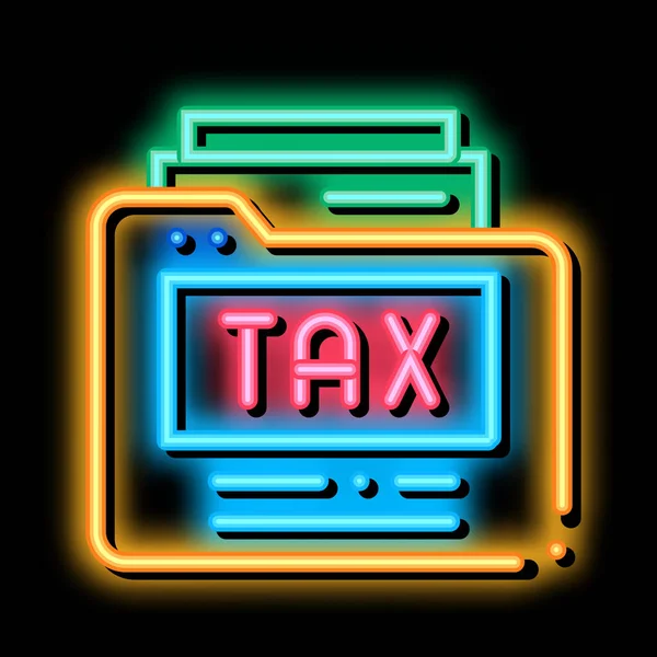 Steuer-Archiv Neon-Leuchten-Ikone Illustration — Stockvektor