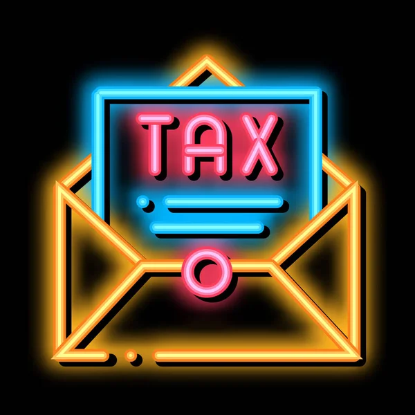 Ilustrace ikon neonové záře daňové pošty — Stockový vektor