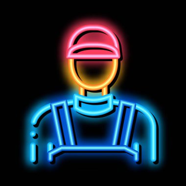 Tesisatçı İşçi Neon Işıltı simgesi illüstrasyonu