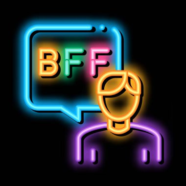 İnsan Konuşan Bff neon parlaklık simgesi illüstrasyonu