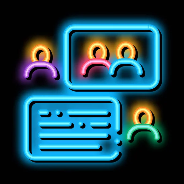 Människor diskuterar neon glöd ikon illustration — Stock vektor