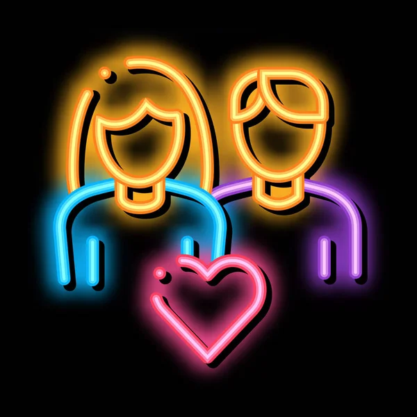 Kärleksfull familj neon glöd ikon illustration — Stock vektor