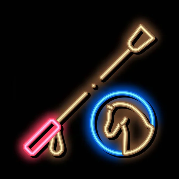 Häst Whip Tool neon glöd ikon illustration — Stock vektor