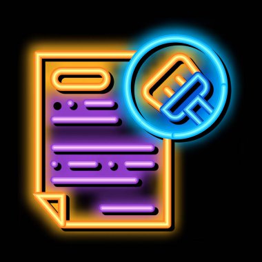 Anlaşma Temiz neon parlak ikon illüstrasyonu