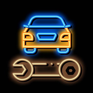 Araba Tamiri Anahtarı Neon Işıltı simgesi illüstrasyonu