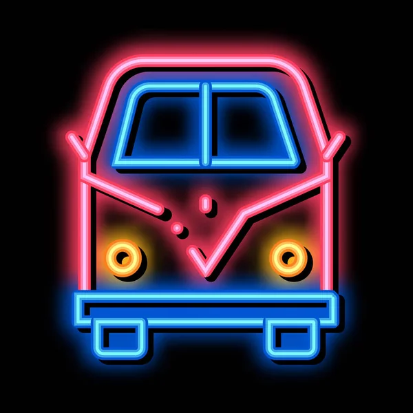 Van Bus neon glow icon illustration — Stock Vector