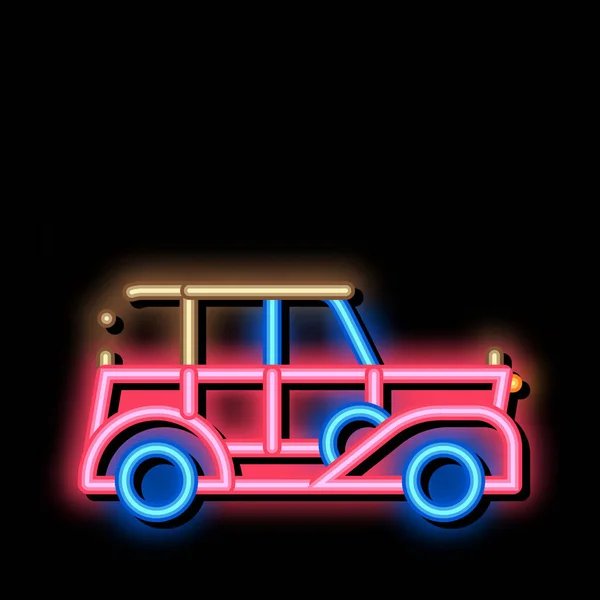 Vintage voiture néon lumineux icône illustration — Image vectorielle