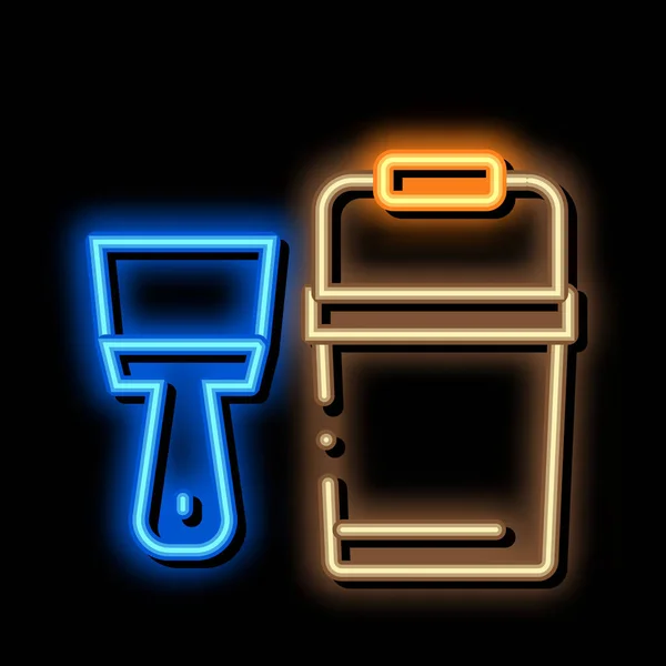 Spatula Bucket neon glow icon illustration — 스톡 벡터