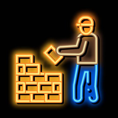 İşçi Binası Neon Işıltı simgesi çizimi