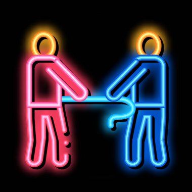 Römorkör Savaş Savaşı neon ışıklı ikon illüstrasyonu
