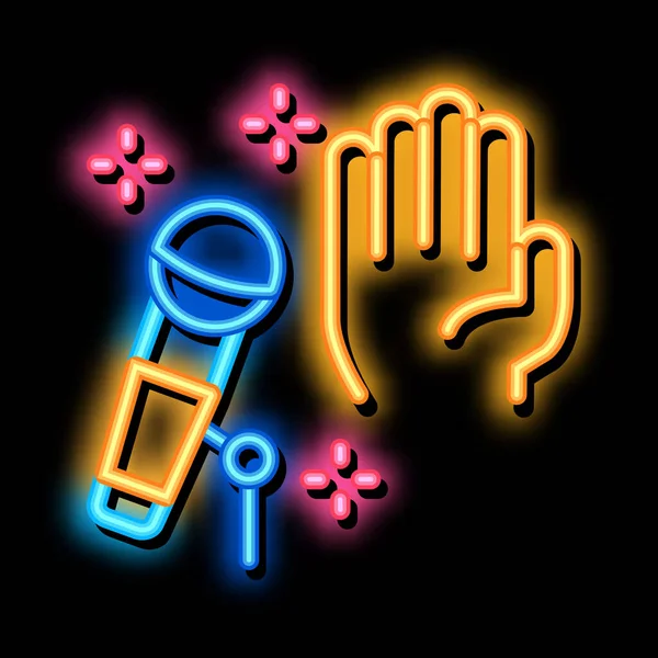 Stoppa Karaoke neon glöd ikon illustration — Stock vektor