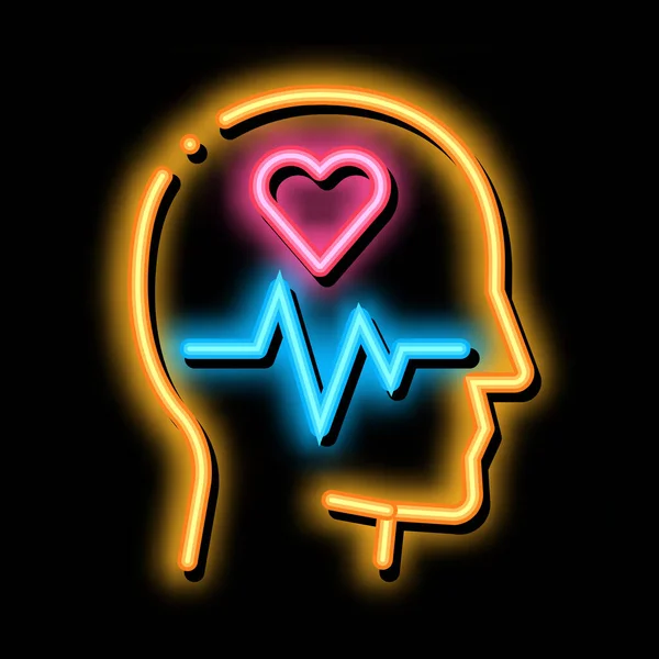 A Brain neon izzó ikon illusztrációjára gyakorolt hatás — Stock Vector