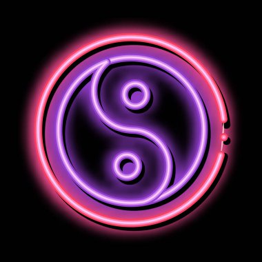 Yin Yang neon ışıklı ikon illüstrasyonu
