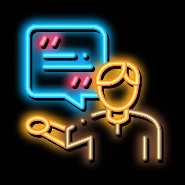 Kopya neon ışıklı ikon illüstrasyonlu aktör adam