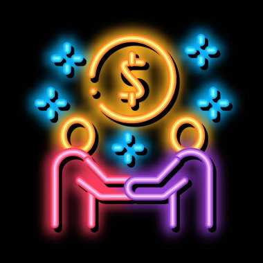 Para anlaşma yapmak neon ışıklı simge resimlemesi