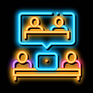 Ortaklık ortak çalışma kararı neon ışıklı simge illüstrasyonu