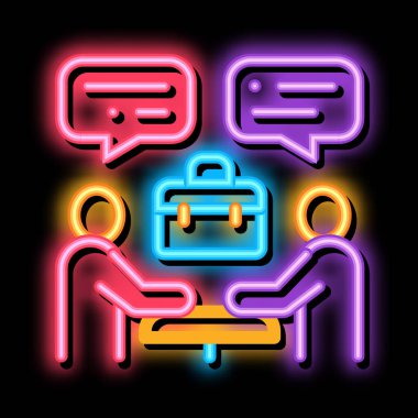Neon Işıltısı illüstrasyonunda iş tartışması