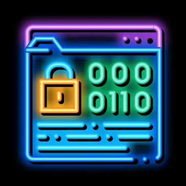 ikili kod koruması neon parıltısı resimleme