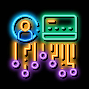 Kart sahibi ayrıntıları neon ışıklı simge illüstrasyonu