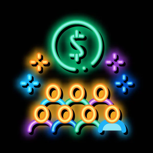 Les gens désirent avoir de l'argent néon icône lueur illustration — Image vectorielle