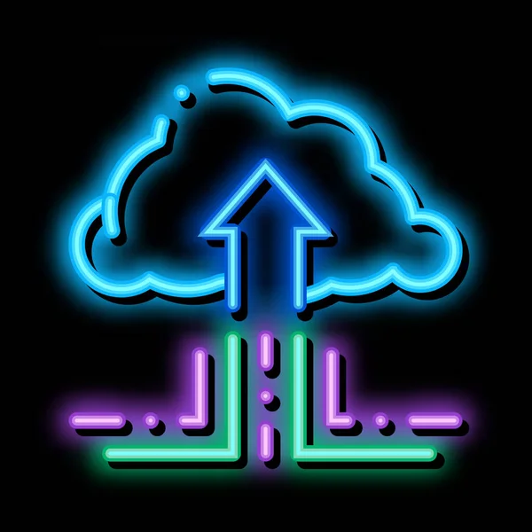 Illustration zur fintech cloud storage neon glow icon — Stockvektor