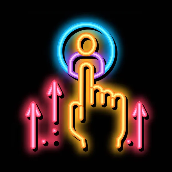 Humán erőforrás növelése neon világítás ikon illusztráció — Stock Vector