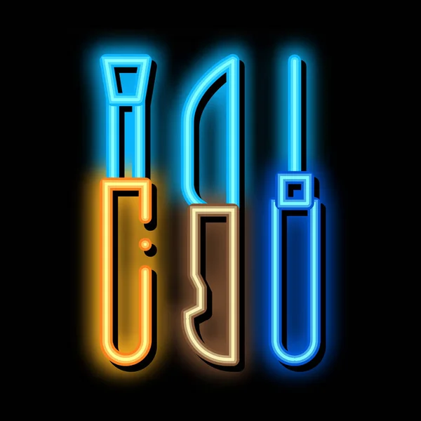 Keramik verktyg neon glöd ikon illustration — Stock vektor