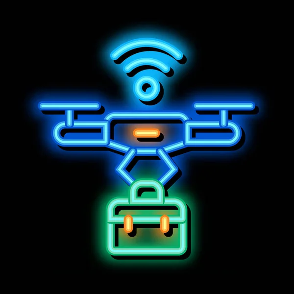 Wifi powered drone neon brilho ícone ilustração — Vetor de Stock
