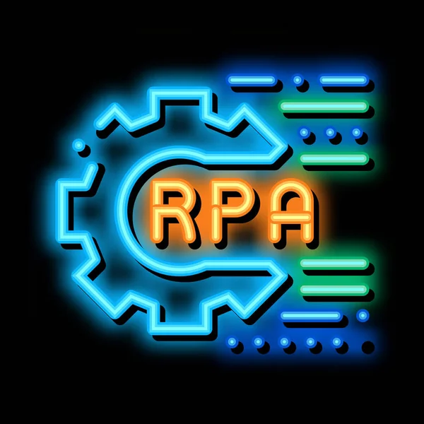 Rpa ajustes neón brillo icono ilustración — Vector de stock