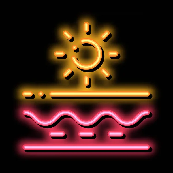 Sonnenschutzmittel Effekt Neon Glühen Symbol Illustration — Stockvektor