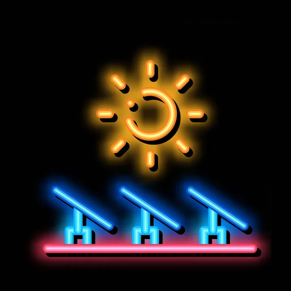 Varios paneles solares neón brillo icono ilustración — Vector de stock