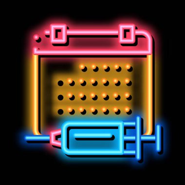 Enjeksiyon zamanlaması neon parlaklık simgesi illüstrasyonu