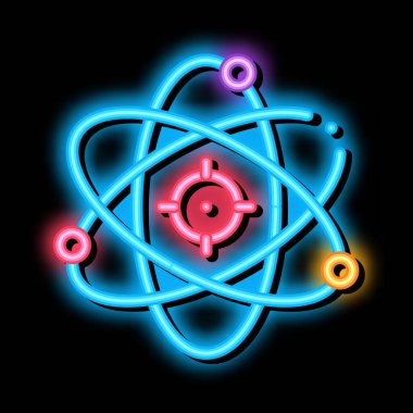 Atom molekülü neon parıltısı simgesi çizimi