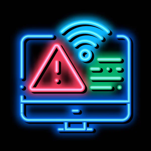 Wifi hiba neon világítás ikon illusztráció — Stock Vector