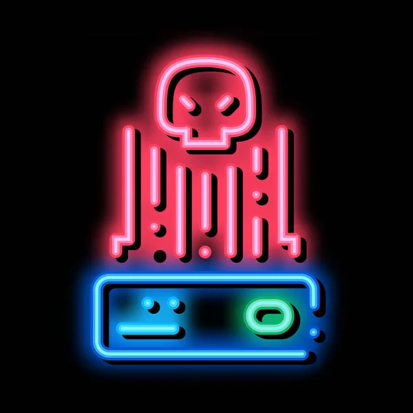 Hacker controle neon brilho ícone ilustração — Vetor de Stock