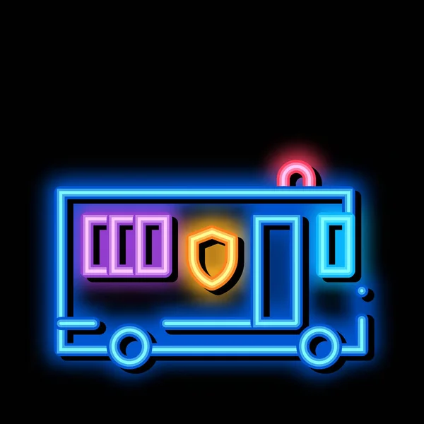 Мобільний автобус неонове сяйво ілюстрація піктограми — стоковий вектор