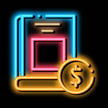 kitap değeri neon ışıklı simge illüstrasyonu